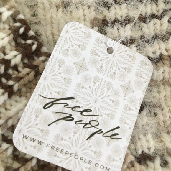 Free People Cream and Brown Cardigan, New with Tags, Size S - Picture 4 of 6